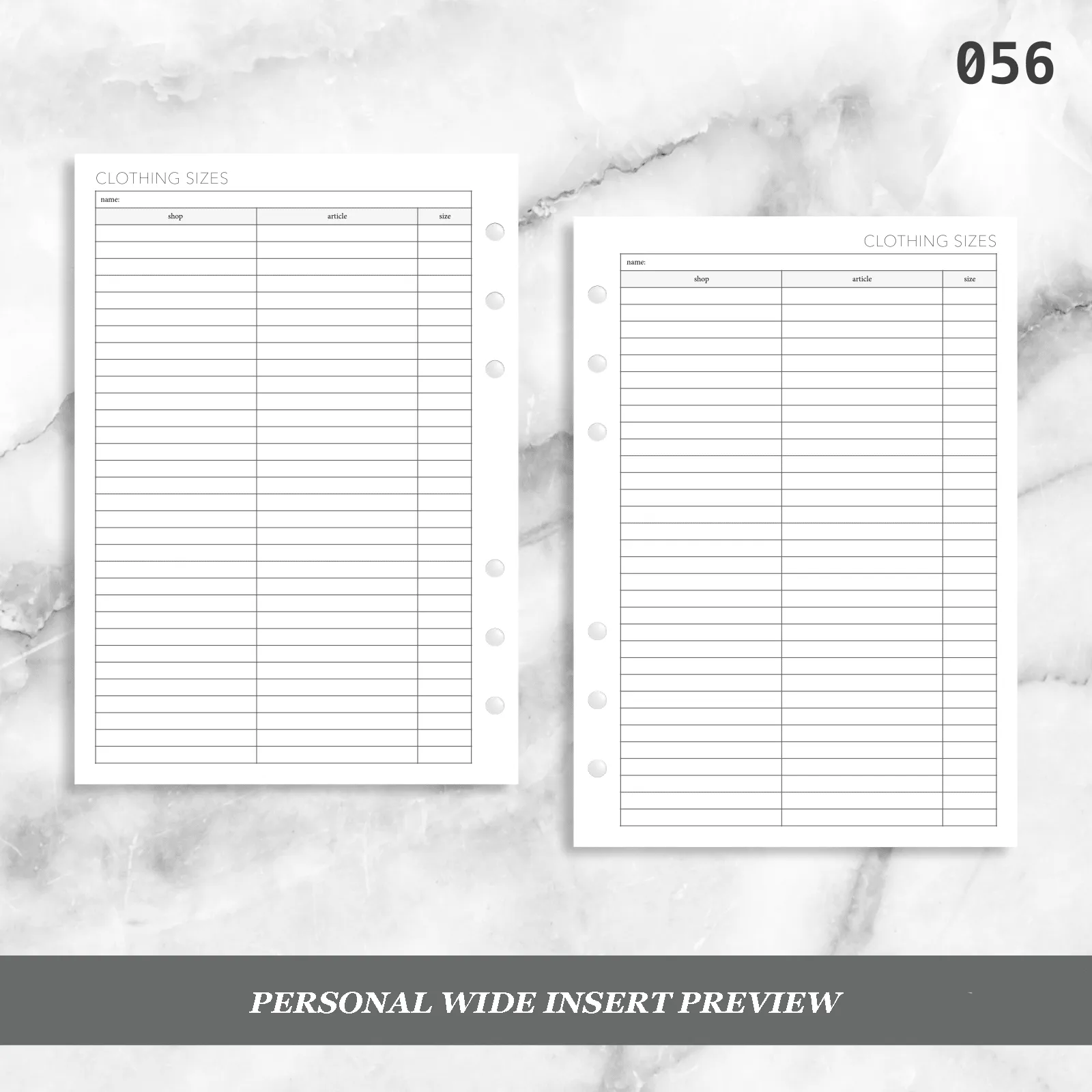 056: Clothing Sizes by Shop