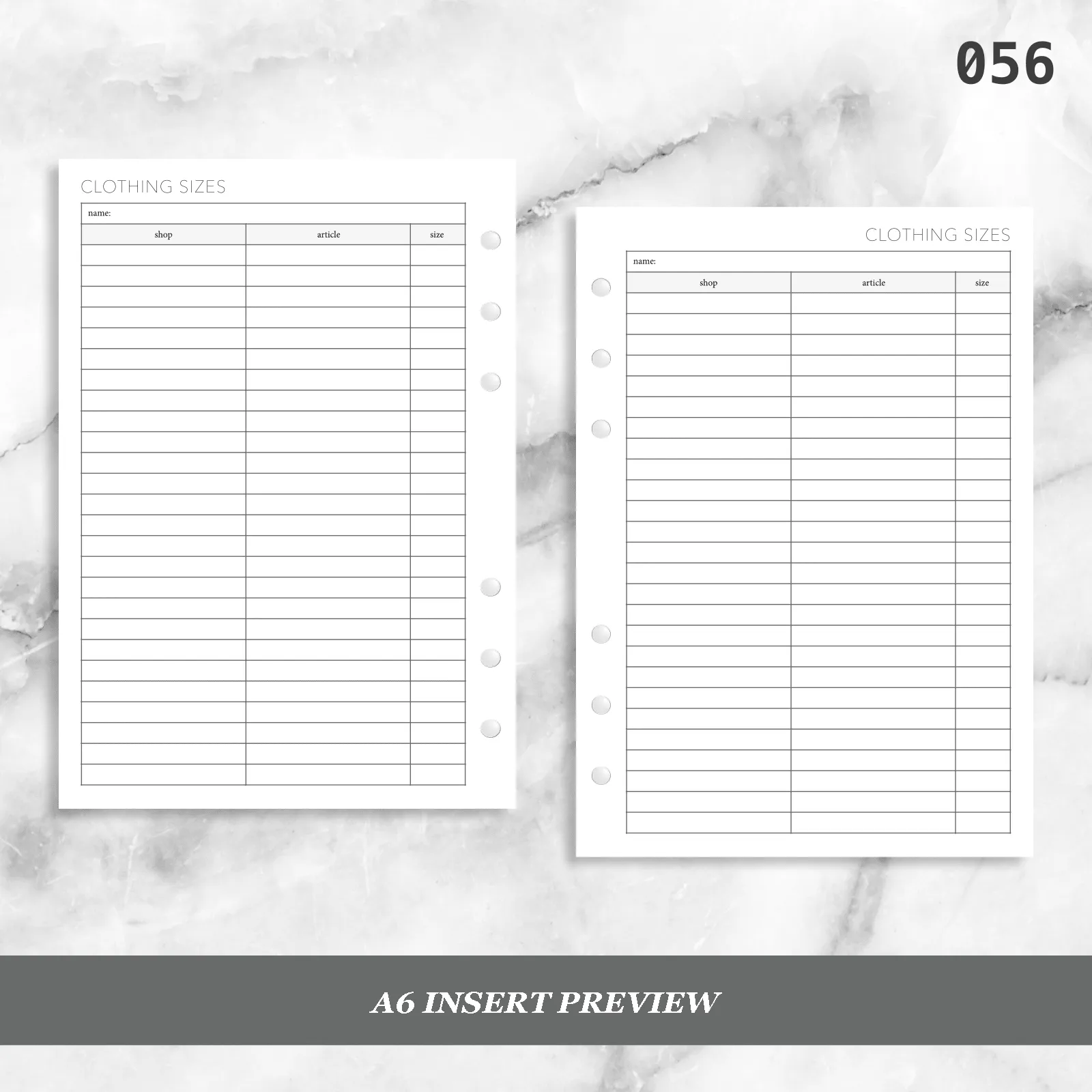 056: Clothing Sizes by Shop