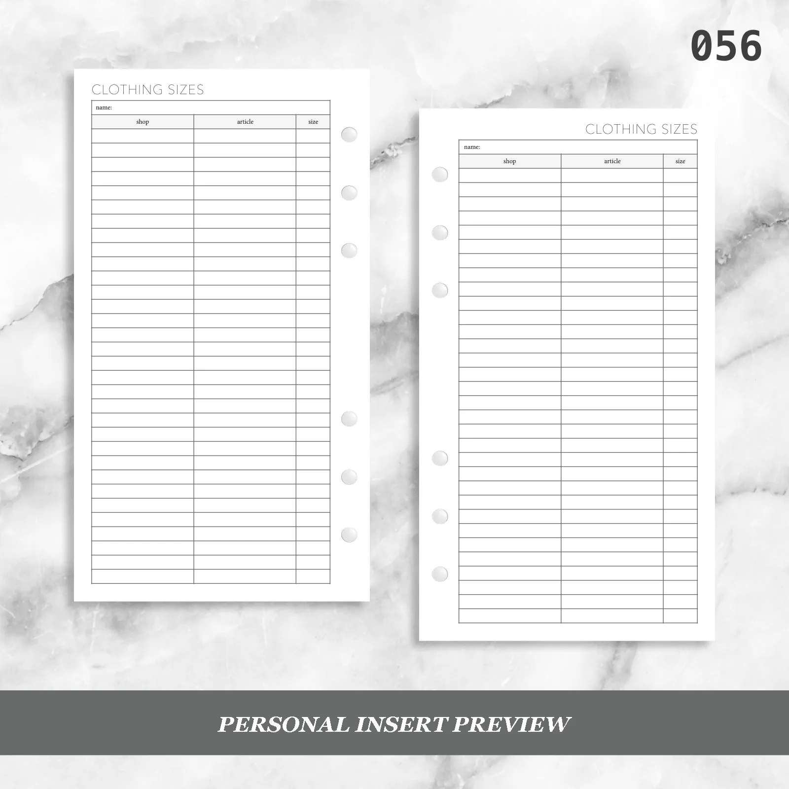 056: Clothing Sizes by Shop