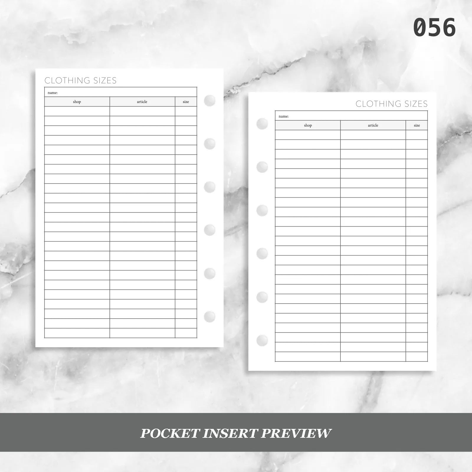 056: Clothing Sizes by Shop