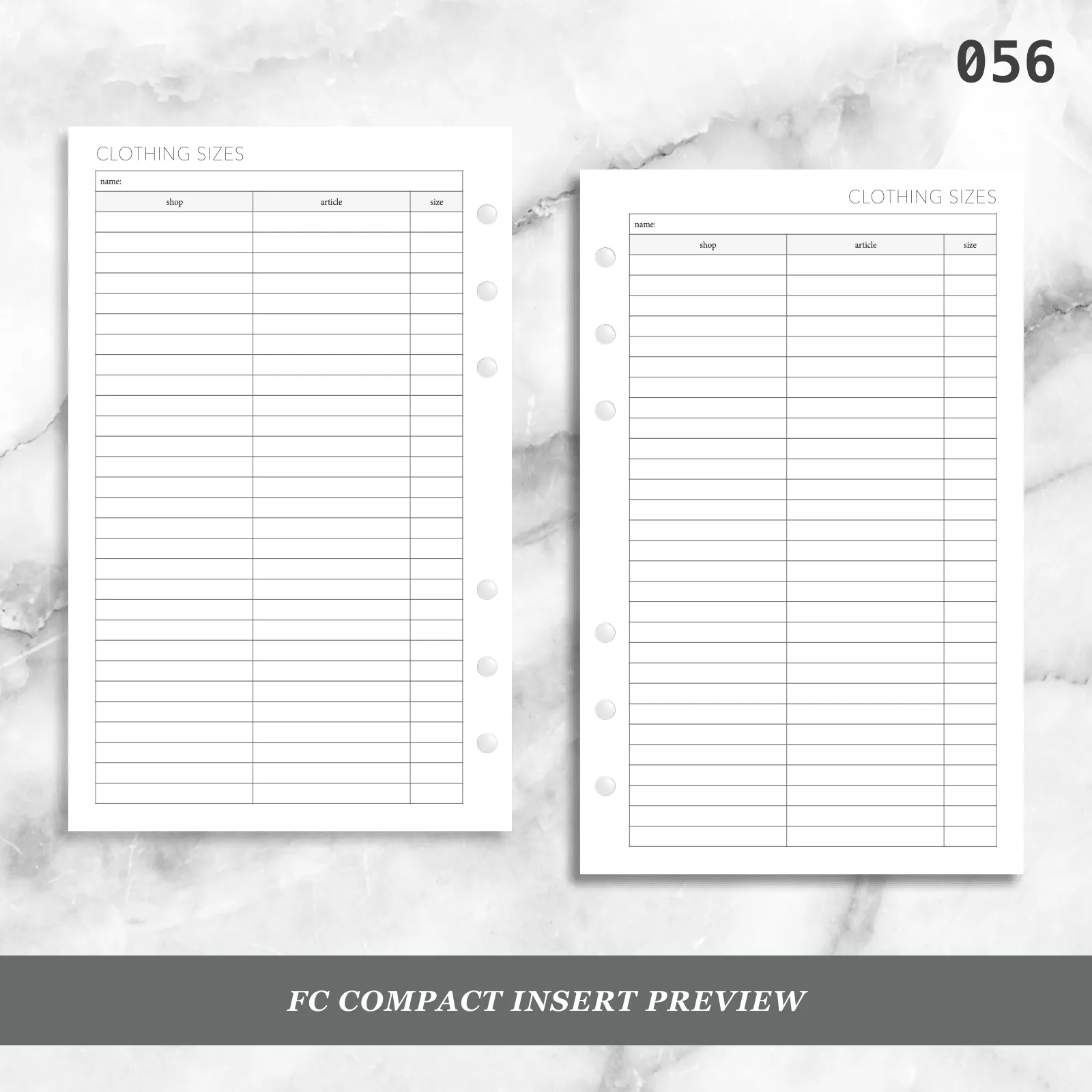 056: Clothing Sizes by Shop