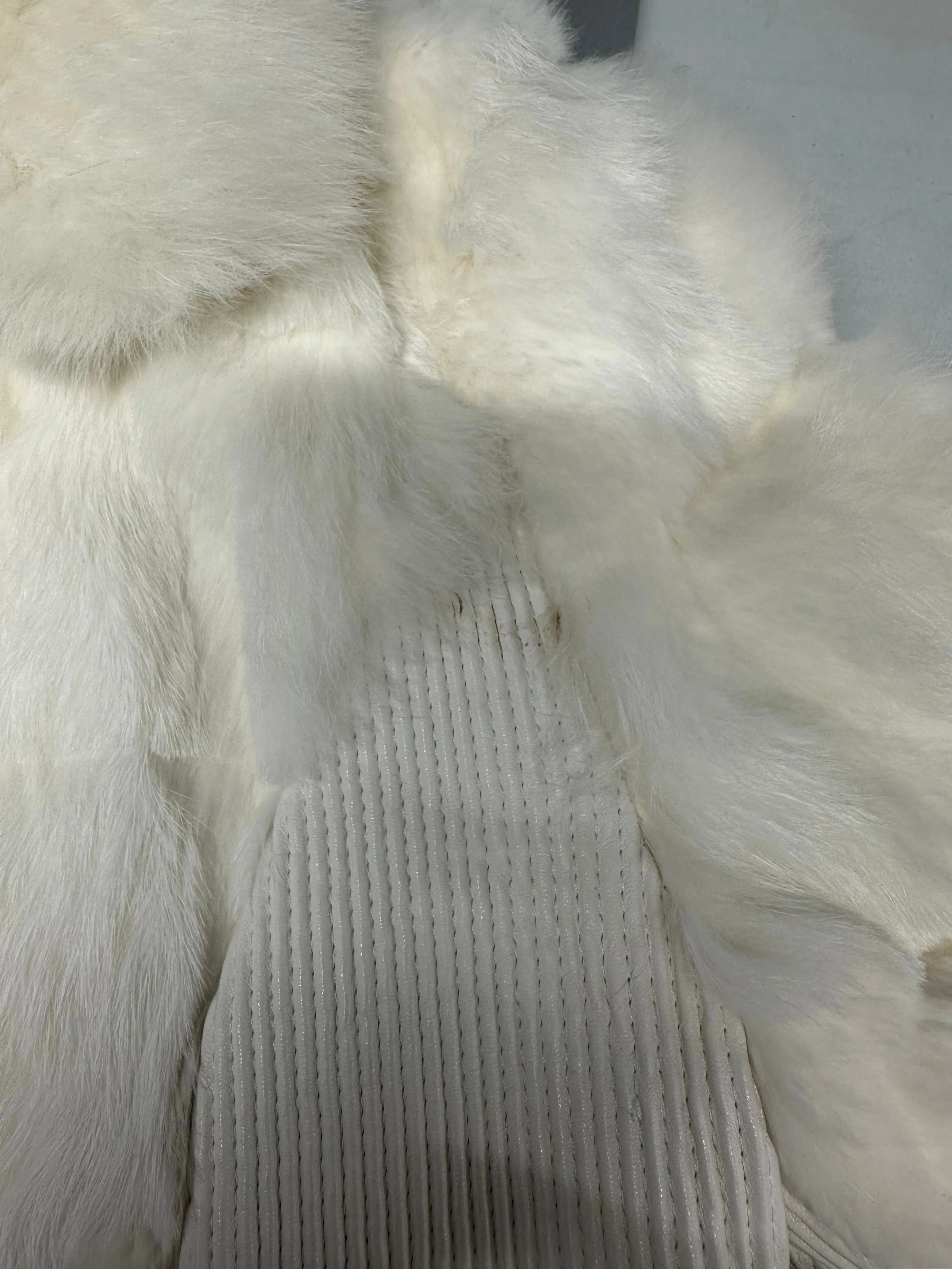 2000's white faux fur puffer coat