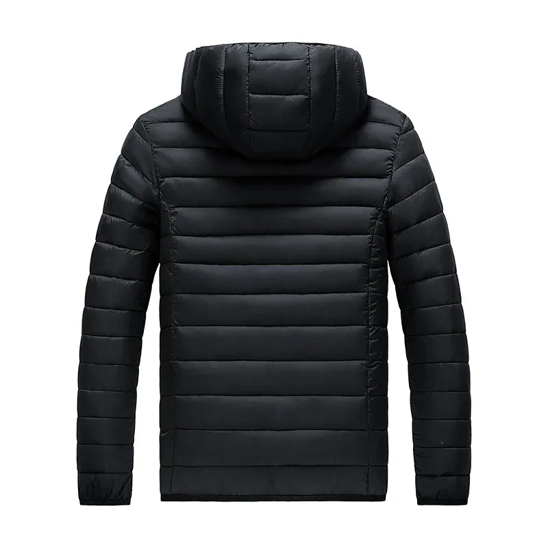 8XL Men's Waterproof Hooded Parka Jacket – Warm Winter Coat with Detachable Hat, Casual Outwear for  Winter