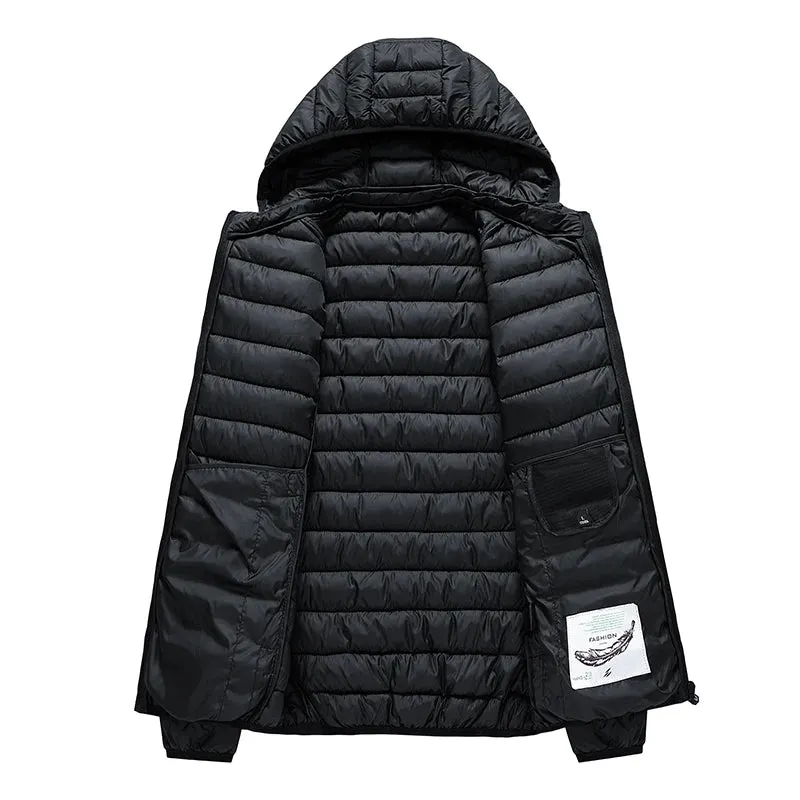 8XL Men's Waterproof Hooded Parka Jacket – Warm Winter Coat with Detachable Hat, Casual Outwear for  Winter