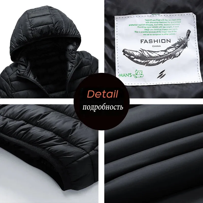 8XL Men's Waterproof Hooded Parka Jacket – Warm Winter Coat with Detachable Hat, Casual Outwear for  Winter