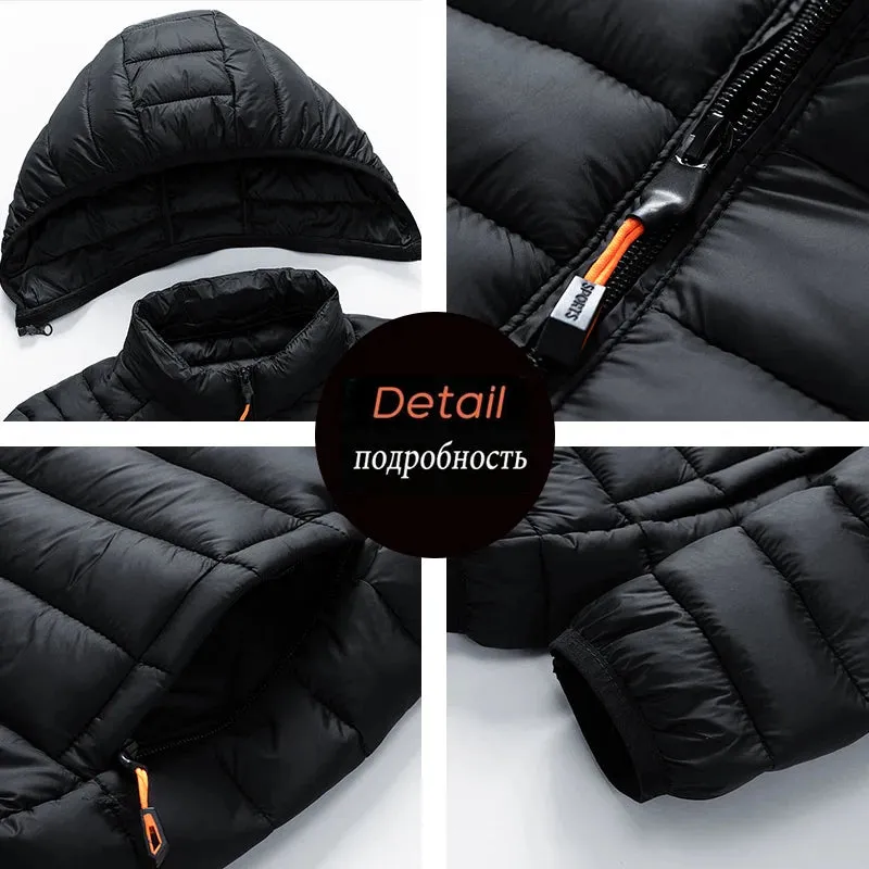 8XL Men's Waterproof Hooded Parka Jacket – Warm Winter Coat with Detachable Hat, Casual Outwear for  Winter
