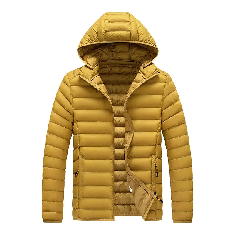8XL Men's Waterproof Hooded Parka Jacket – Warm Winter Coat with Detachable Hat, Casual Outwear for  Winter