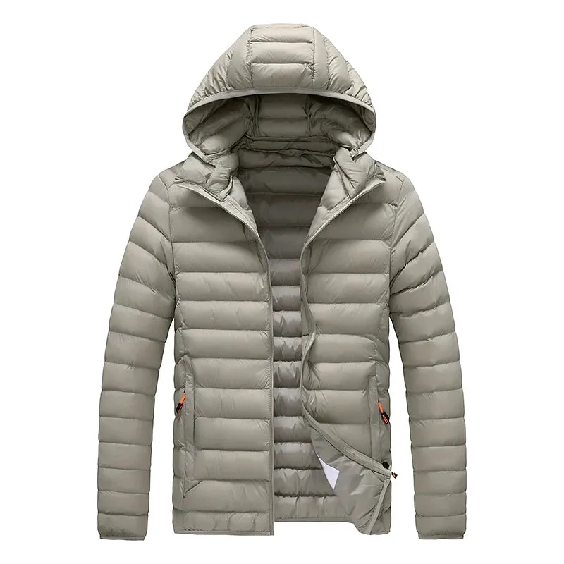 8XL Men's Waterproof Hooded Parka Jacket – Warm Winter Coat with Detachable Hat, Casual Outwear for  Winter
