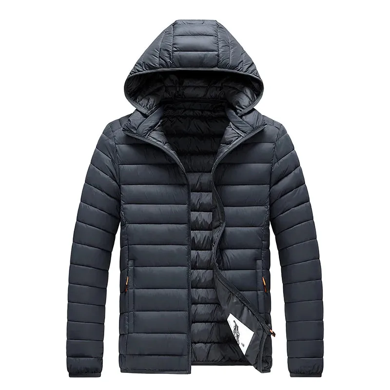 8XL Men's Waterproof Hooded Parka Jacket – Warm Winter Coat with Detachable Hat, Casual Outwear for  Winter