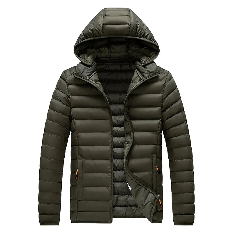 8XL Men's Waterproof Hooded Parka Jacket – Warm Winter Coat with Detachable Hat, Casual Outwear for  Winter