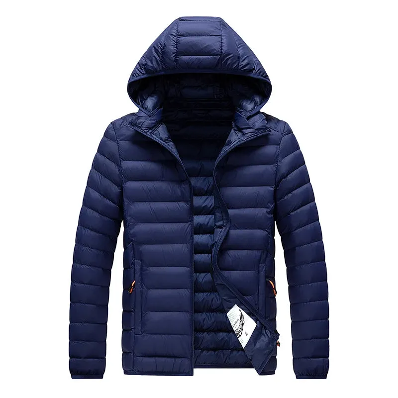 8XL Men's Waterproof Hooded Parka Jacket – Warm Winter Coat with Detachable Hat, Casual Outwear for  Winter