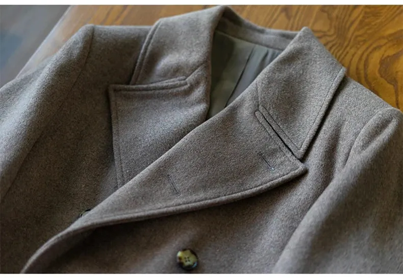 Aidase mens outfits Autumn Winter Long Warm Green Polo Coat Men Double Breasted Cool Luxury Elegant England Style Wool Blends Overcoat