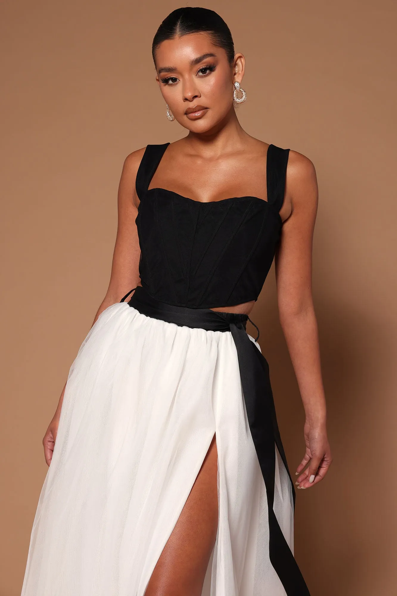 Amelia Tulle Skirt Set - White/Black
