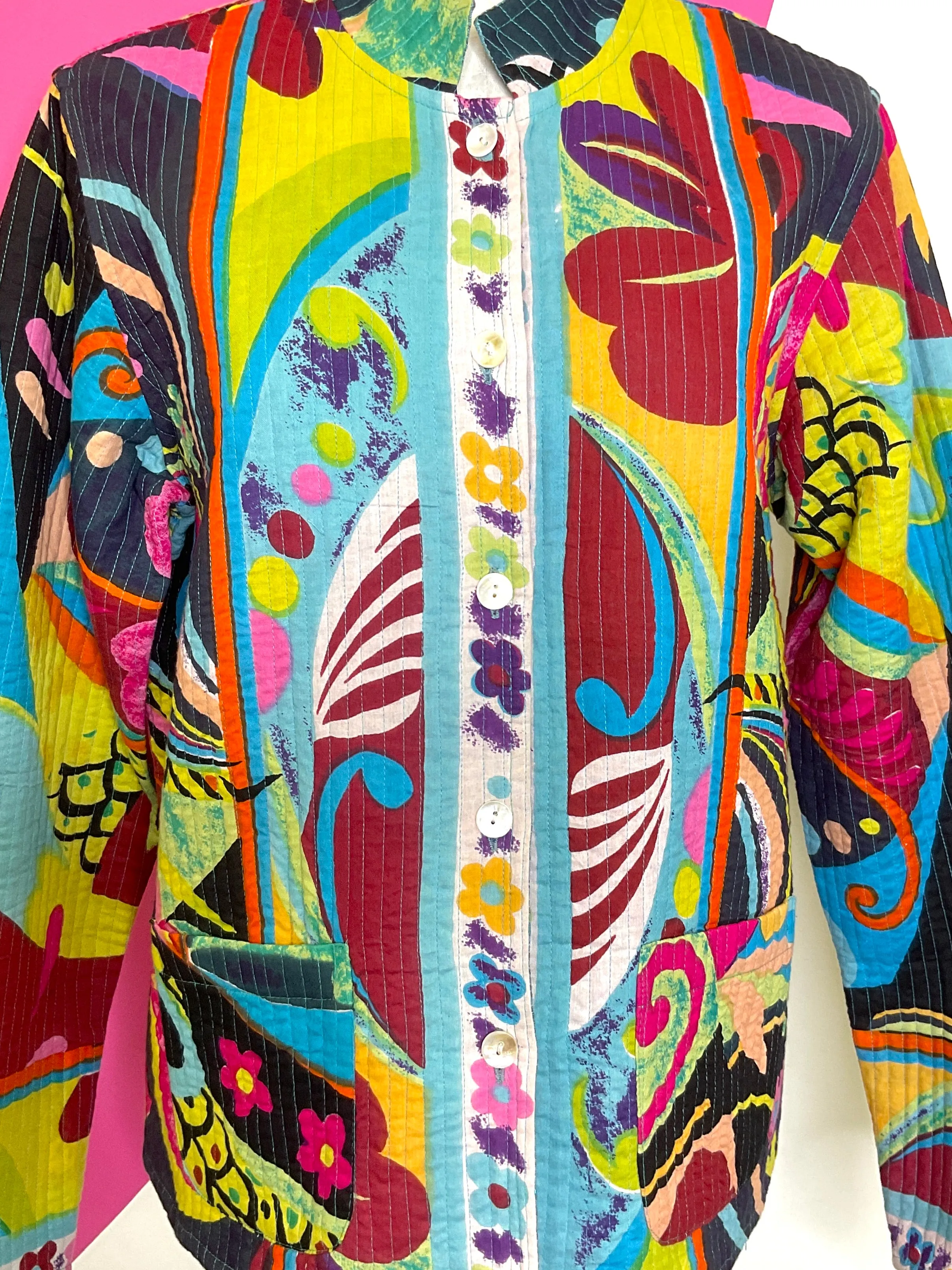 ANU ART TO WEAR QUILTED VIBRANT JACKET - M