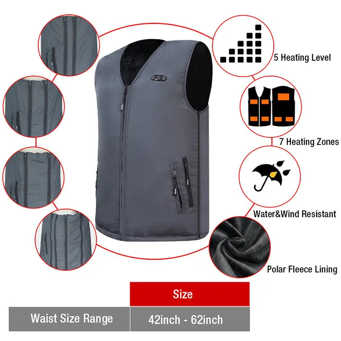 ARRIS Heated Vest Size Adjustable 7.4V Battery Electric Warm Vest for Hiking Camping
