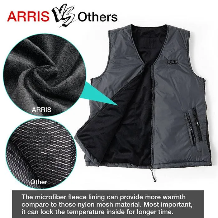 ARRIS Heated Vest Size Adjustable 7.4V Battery Electric Warm Vest for Hiking Camping