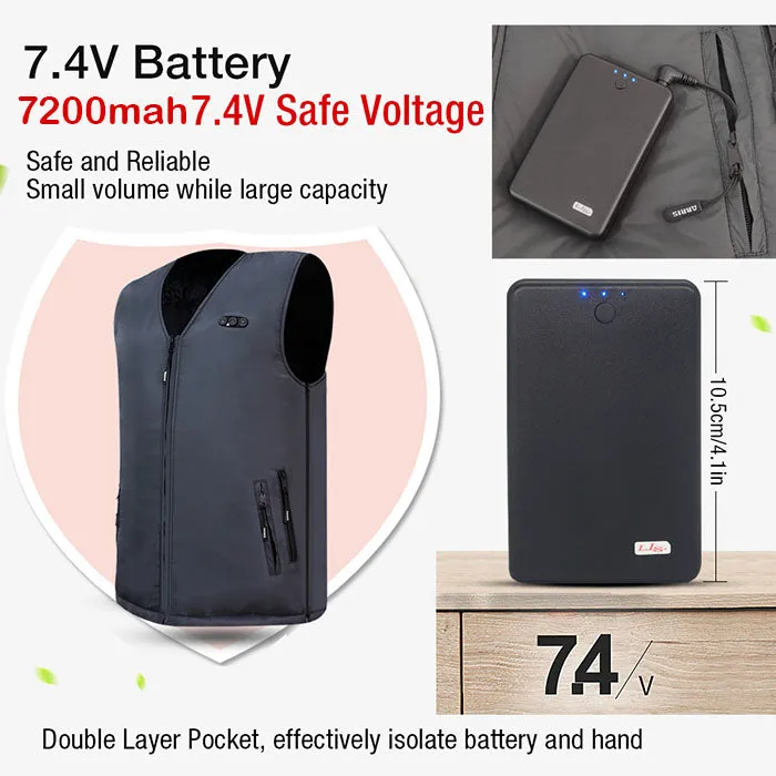 ARRIS Heated Vest Size Adjustable 7.4V Battery Electric Warm Vest for Hiking Camping