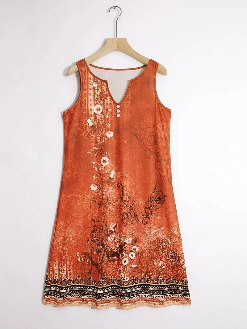 Asha - Notched Neck Midi Dress