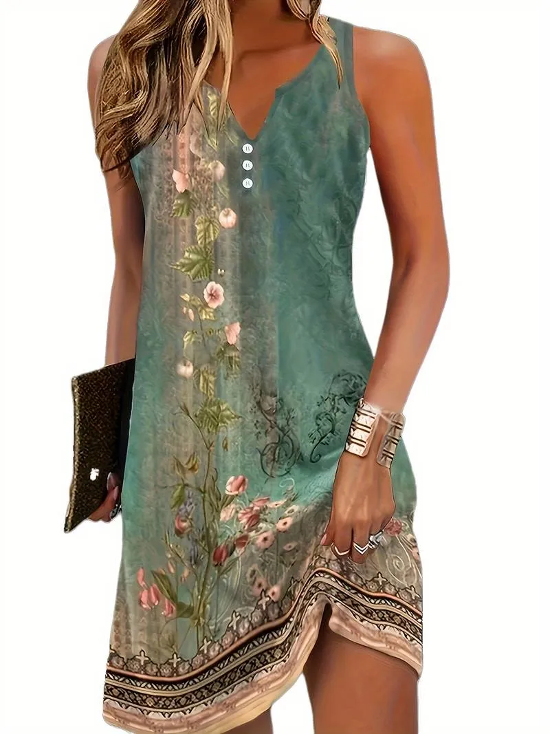 Asha - Notched Neck Midi Dress