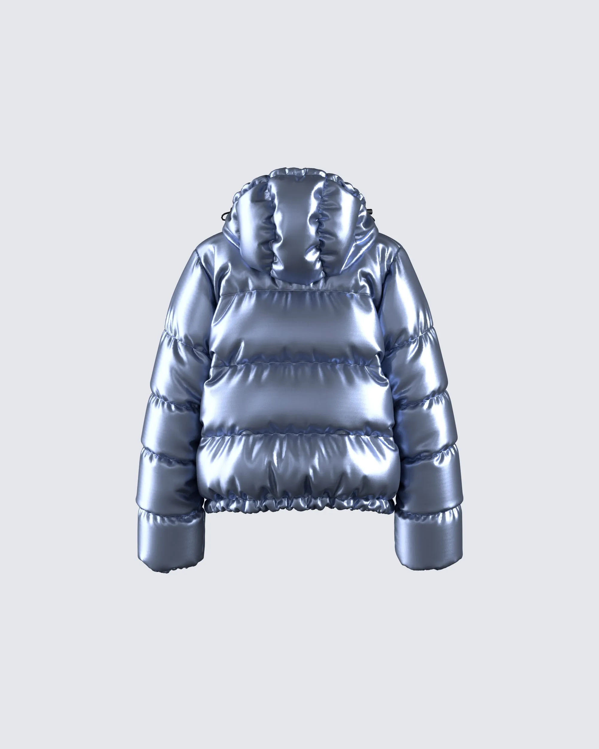 Azalea Blue Metallic Puffer Jacket