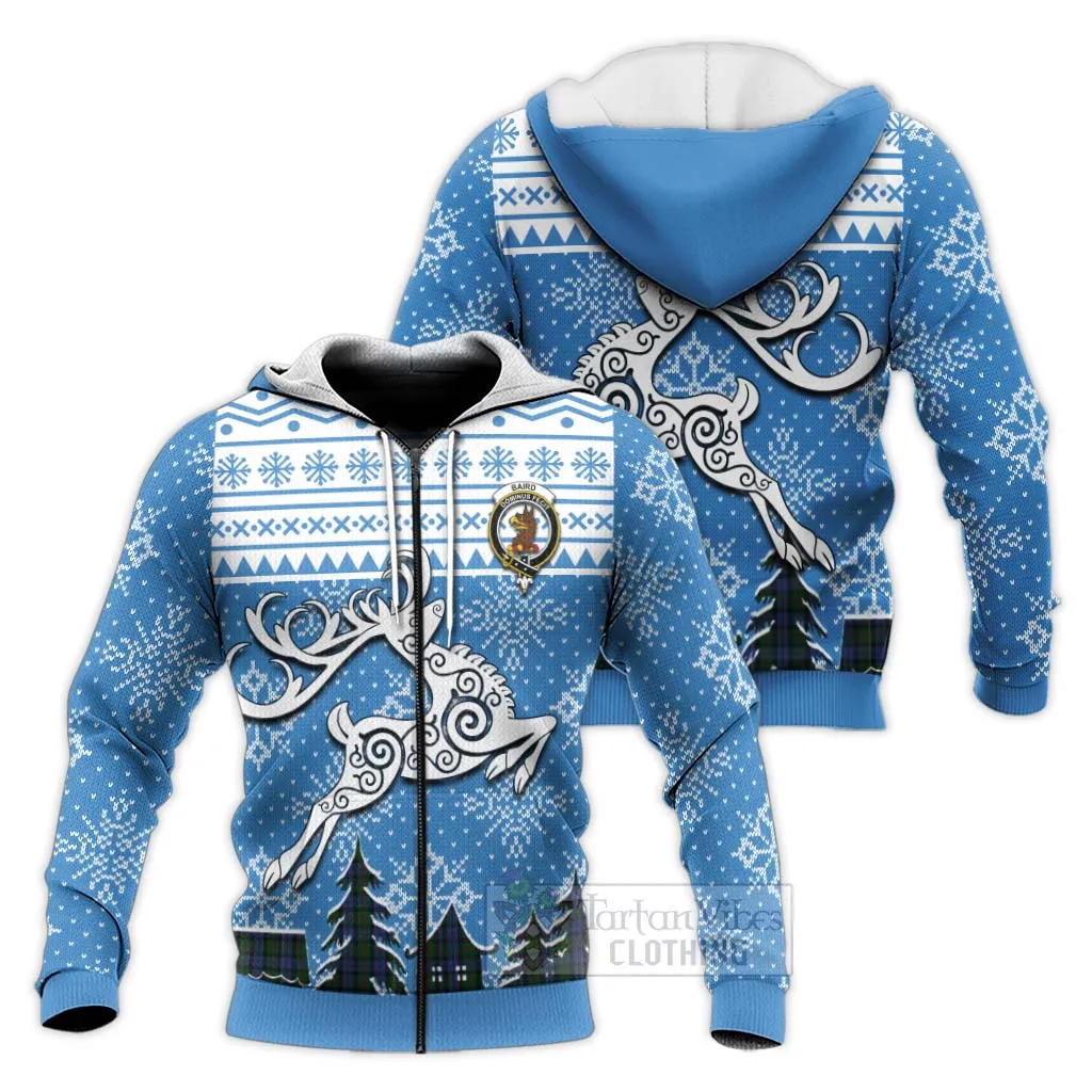 Baird Clan Christmas Knitted Hoodie Celtic Reindeer Style