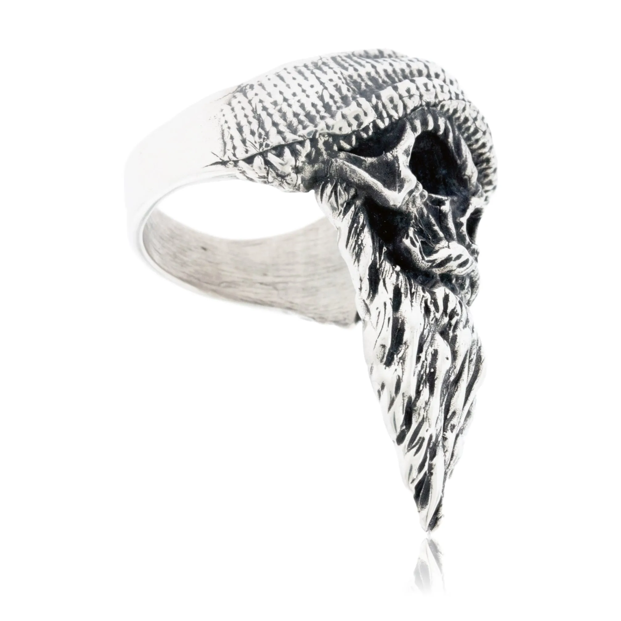 Beanie and Beard Skull Ring In Sterling Silver