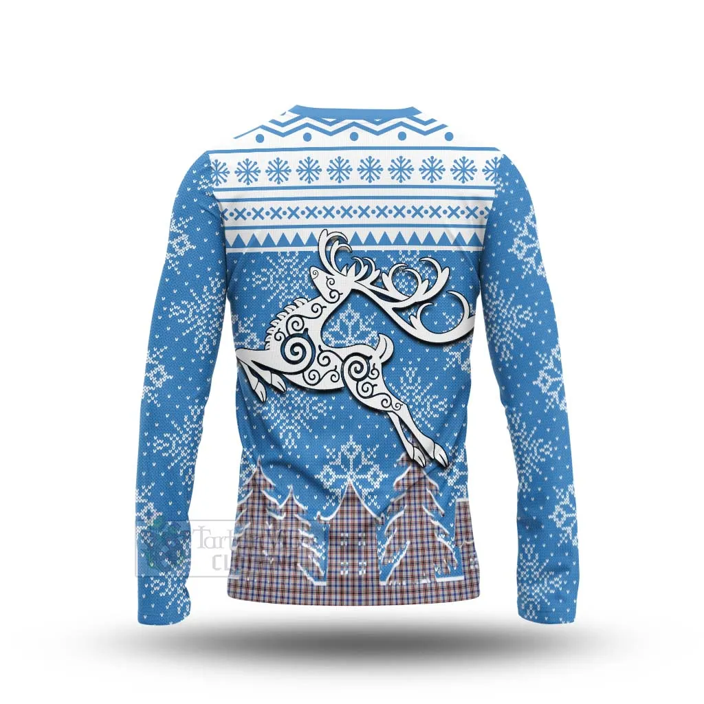 Boswell Clan Christmas Long Sleeve T-Shirt Celtic Reindeer Style