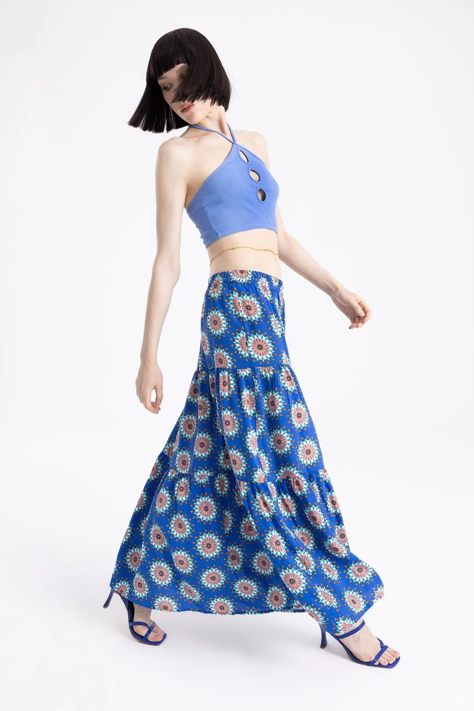 BSL Women Ruffled Maxi Skirt - Stillwater