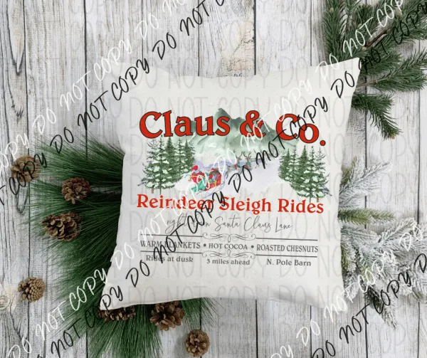 Claus & Co Reindeer Sleigh Rides DTF Transfer