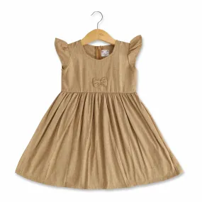 Cocoa Comfort: Soft Cotton Frock in Rich Brown for Baby Girls