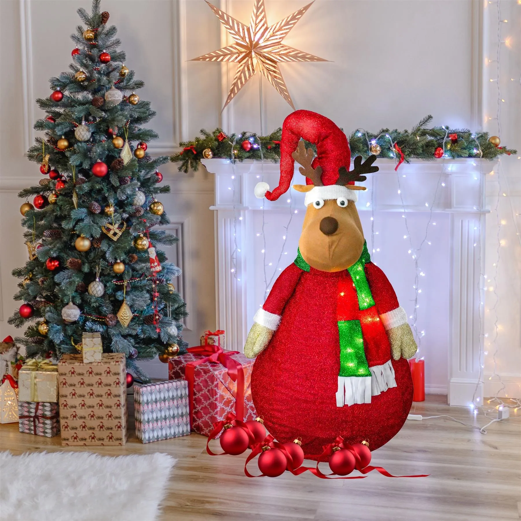 Collapsible Raindeer Christmas Decoration with LED lights