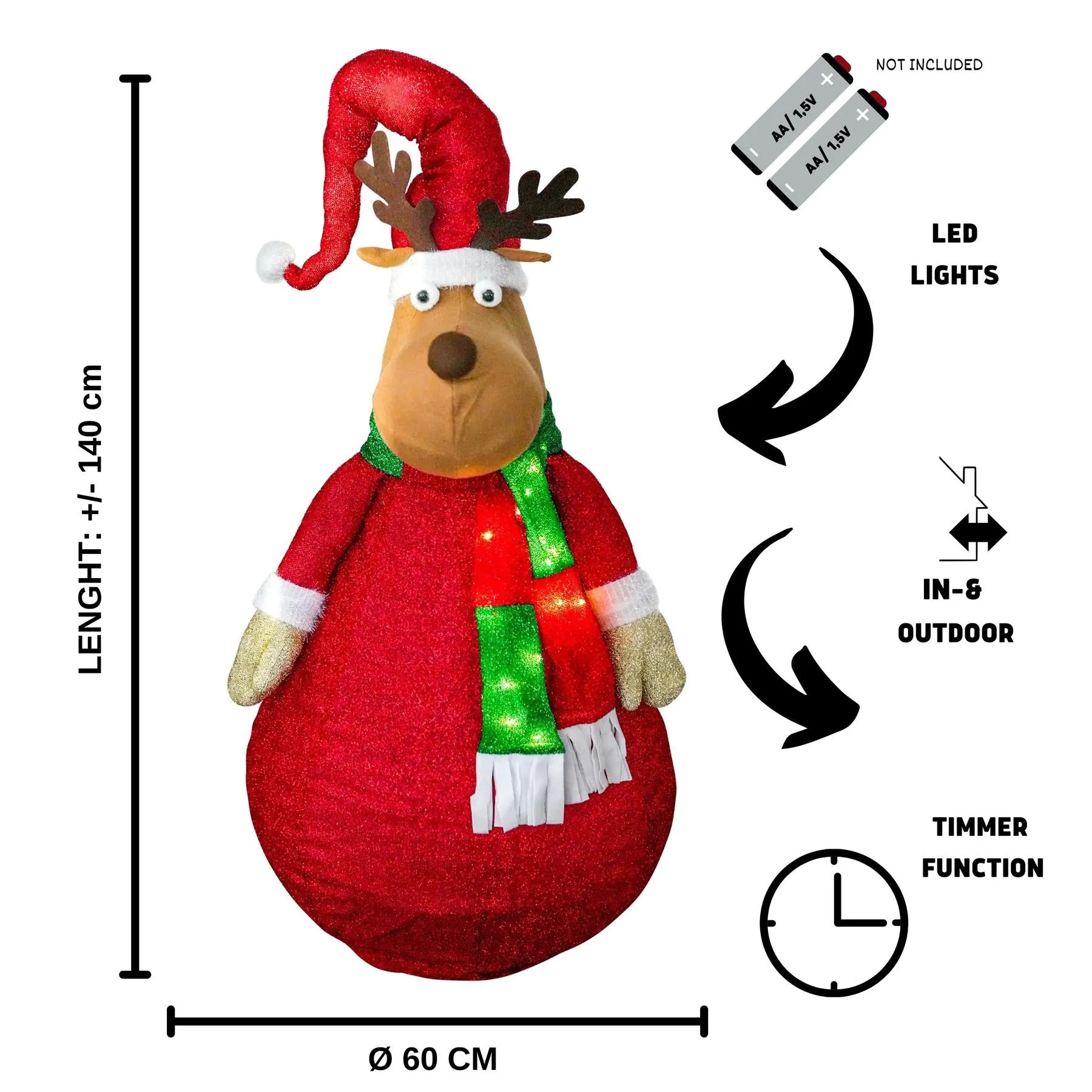 Collapsible Raindeer Christmas Decoration with LED lights