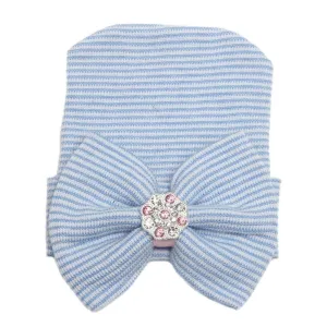 Copy of Newborn Infant Baby Hospital Hat with Large Bow and Rhinestones