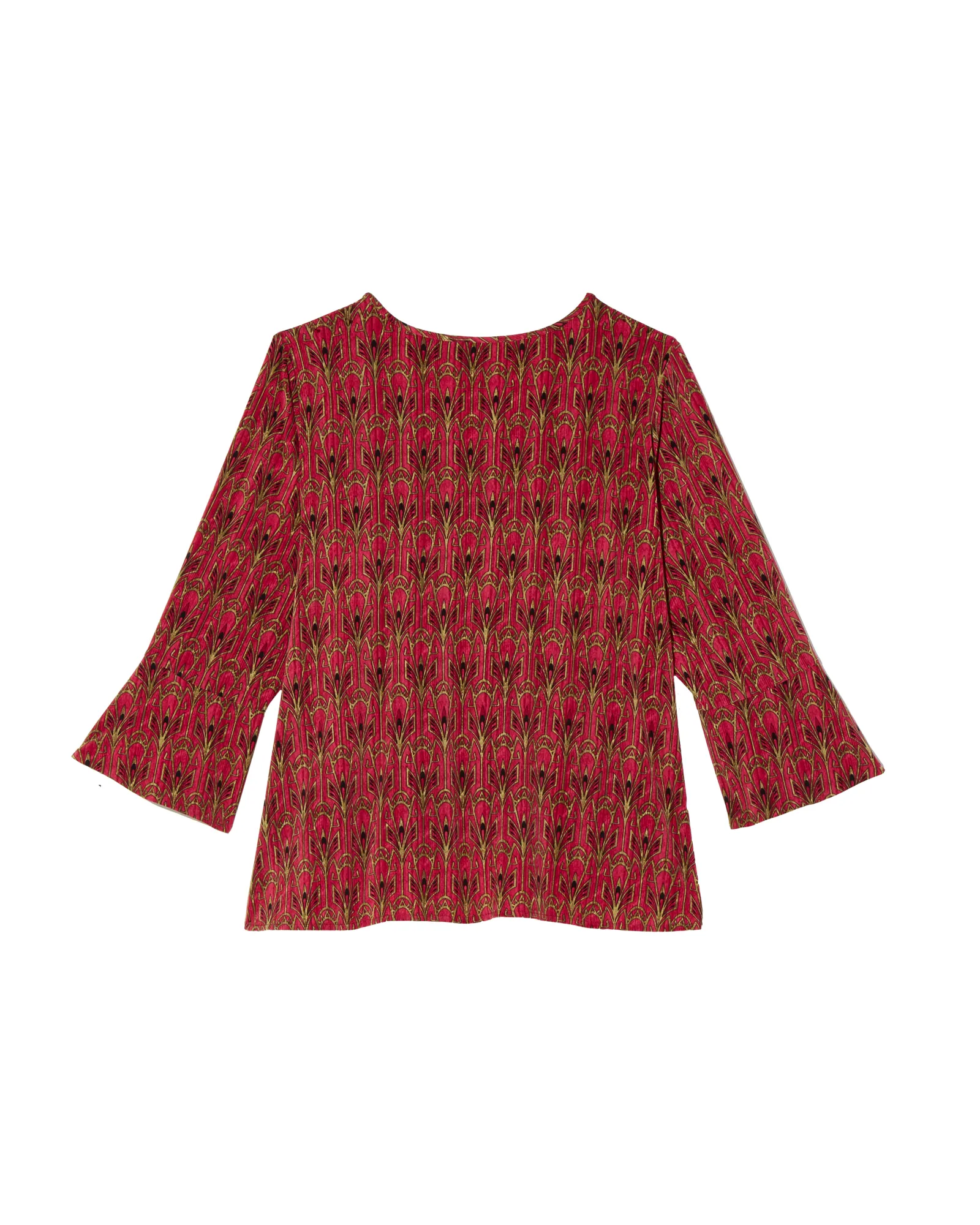 Elka Bell Sleeve Top | Burgundy / Tan