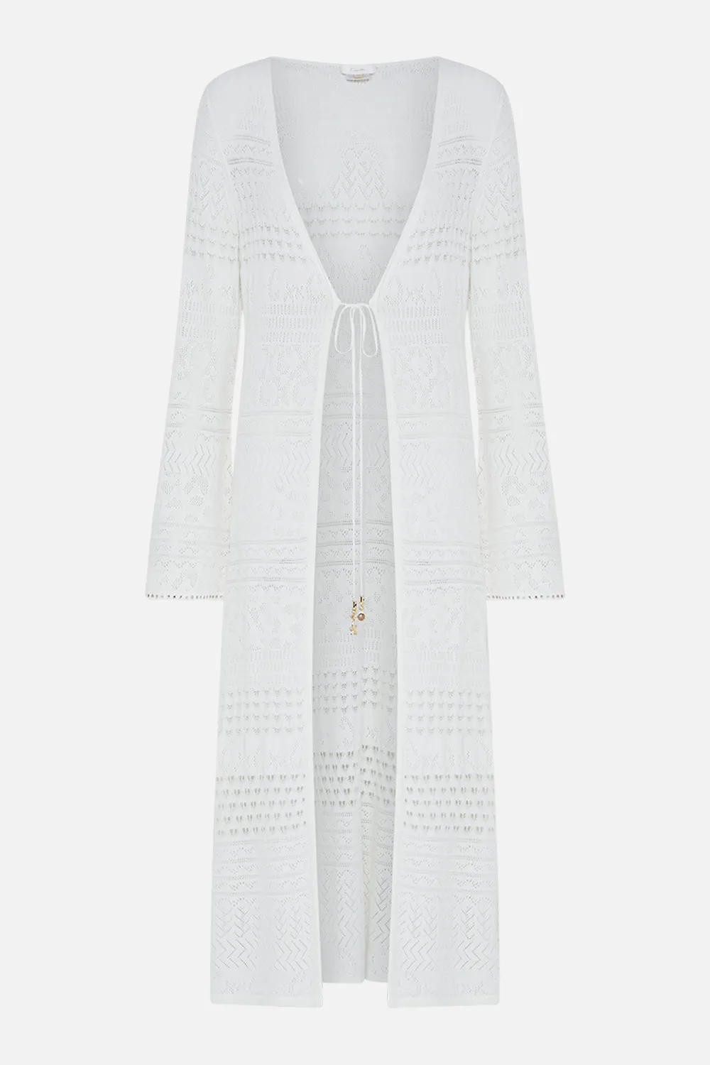 FLARED SLEEVE POINTELLE KNIT LAYER SEA CHARM