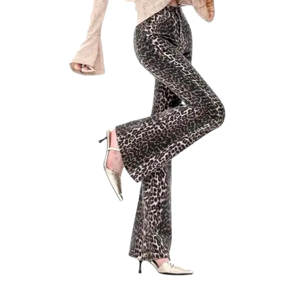 High-waist multicolor bootcut jeans for ladies