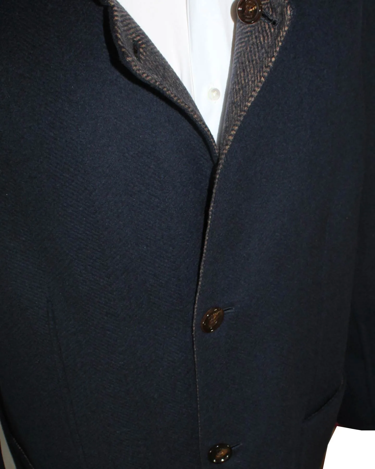 Kired Long Coat Midnight Blue Dark Brown Reversible Overcoat Sartorial EU 58/ US 46 SALE