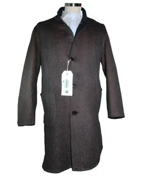 Kired Long Coat Midnight Blue Dark Brown Reversible Overcoat Sartorial EU 58/ US 46 SALE