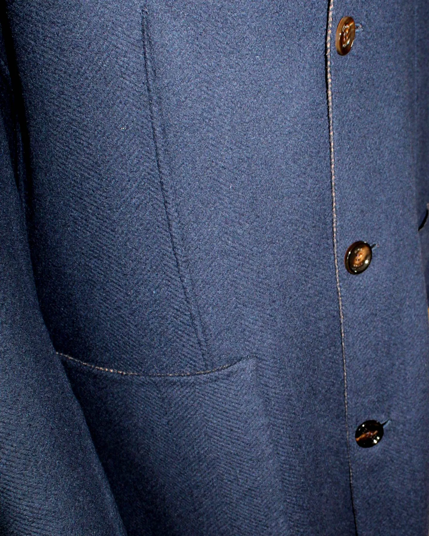 Kired Long Coat Midnight Blue Dark Brown Reversible Overcoat Sartorial EU 58/ US 46 SALE