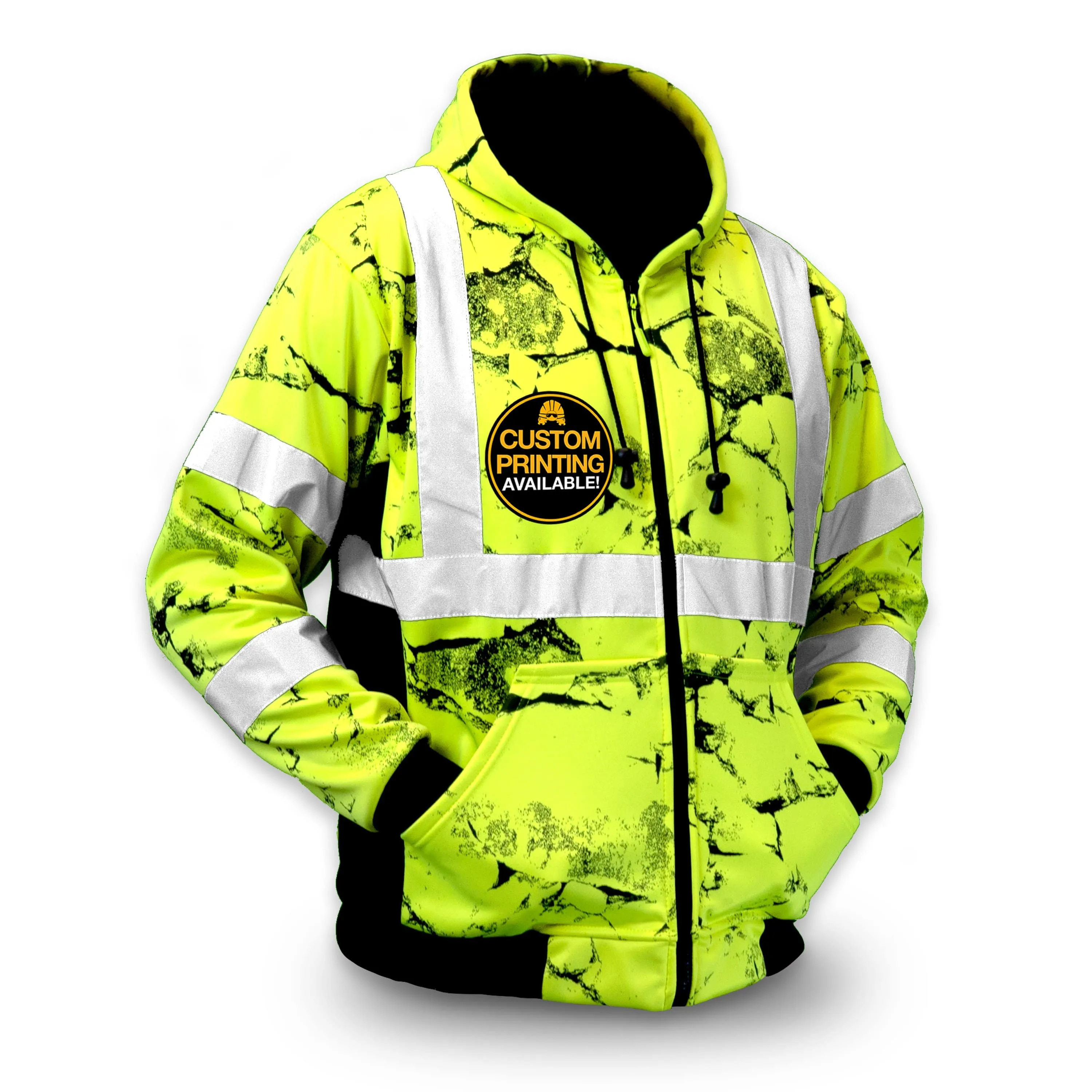KwikSafety UNCLE WILLY'S WALL Safety Hoodie (LIMITED EDITION DESIGN) Class 3 ANSI Tested OSHA Hi Vis Reflective PPE - Model No.: KS5510
