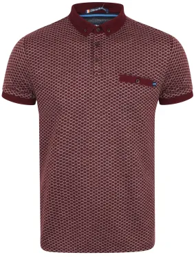 Lapse Jacquard Polo Shirt with Chest Pocket In Wine Tasting - Le Shark
