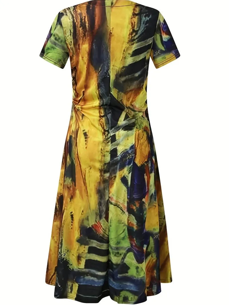 Liora - Short Sleeve V Neck Dress