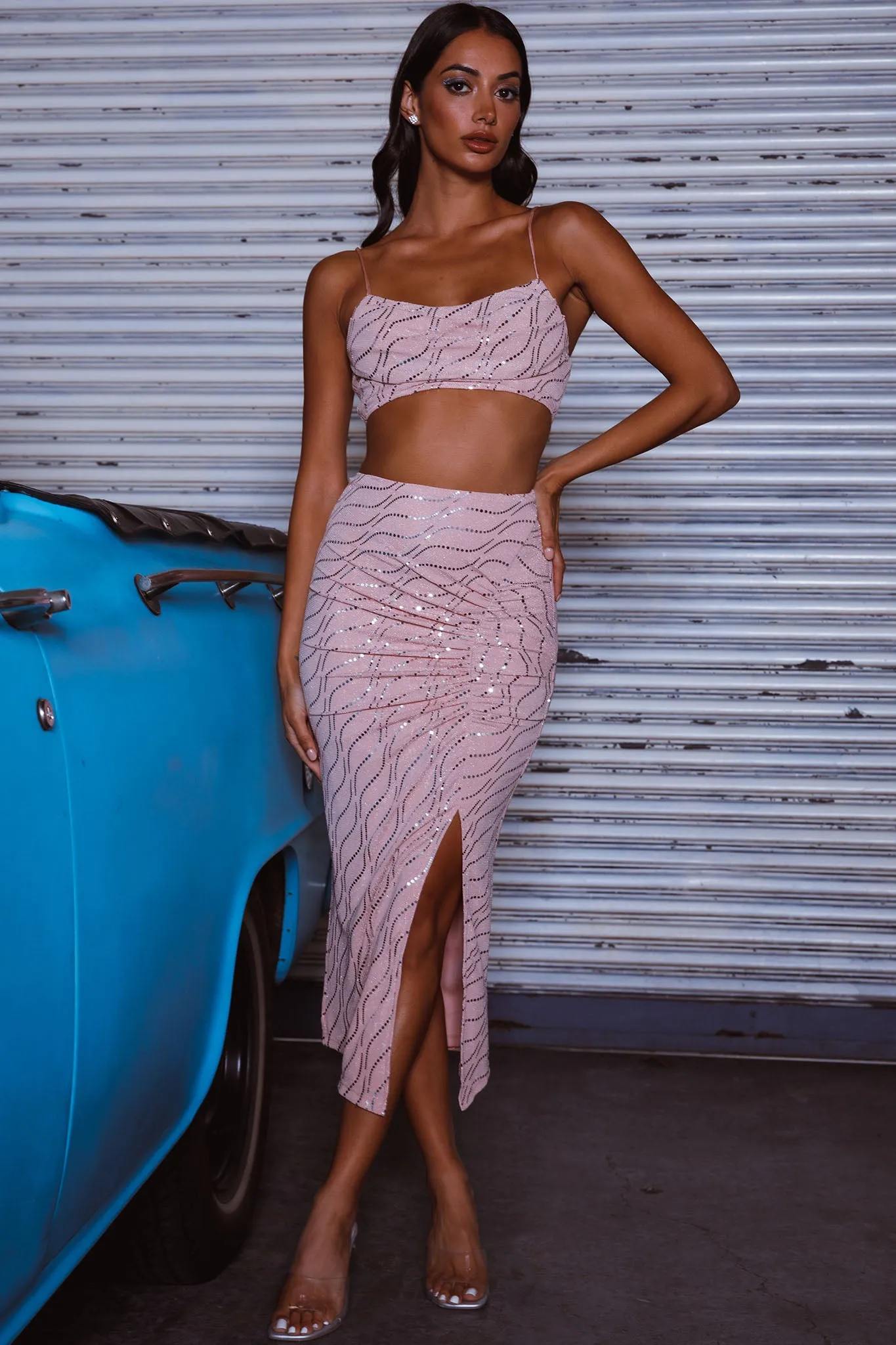 Maree Pleated Bust Crop Top Blush