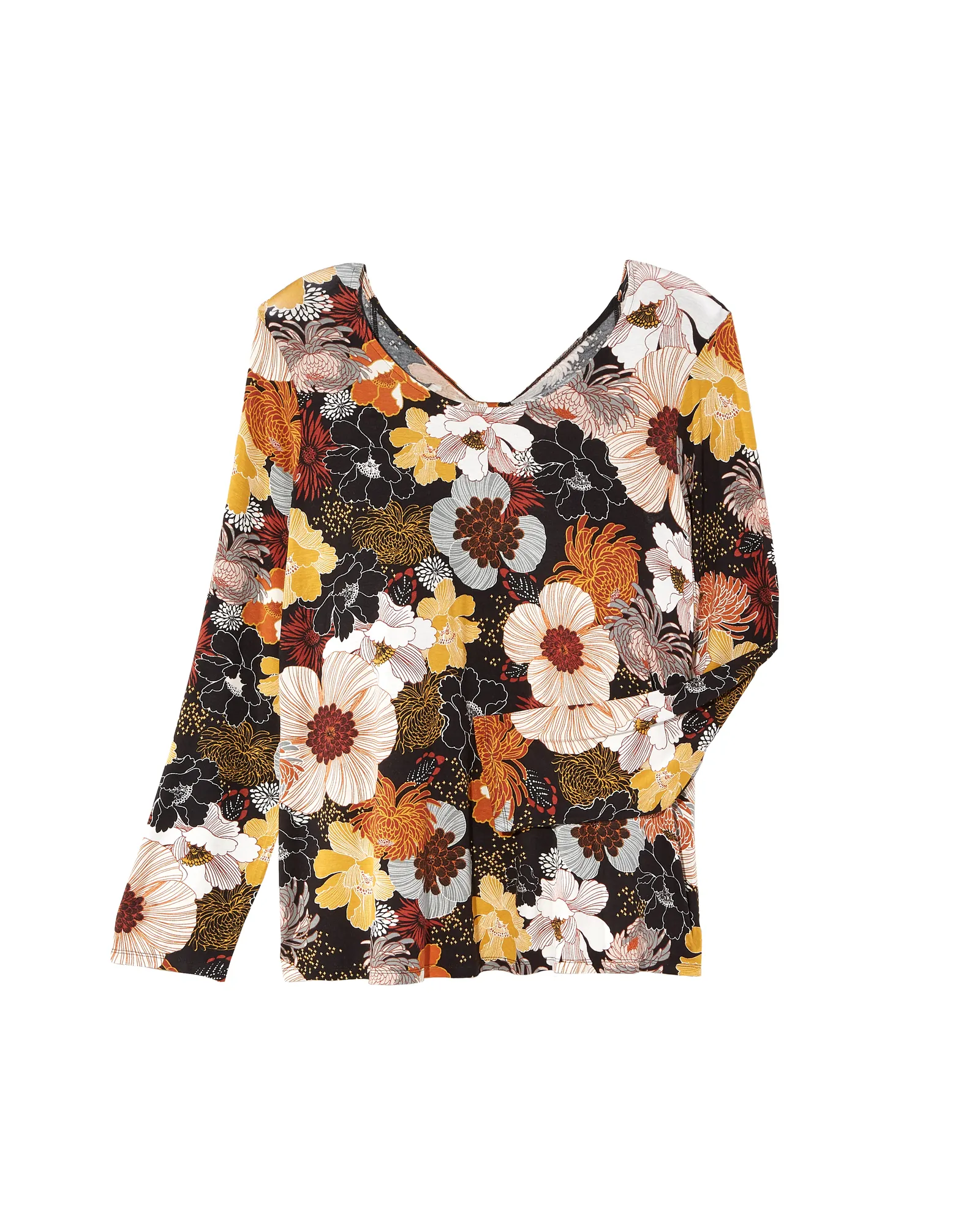 Marjorie Detailed Back Tee | Black / Orange