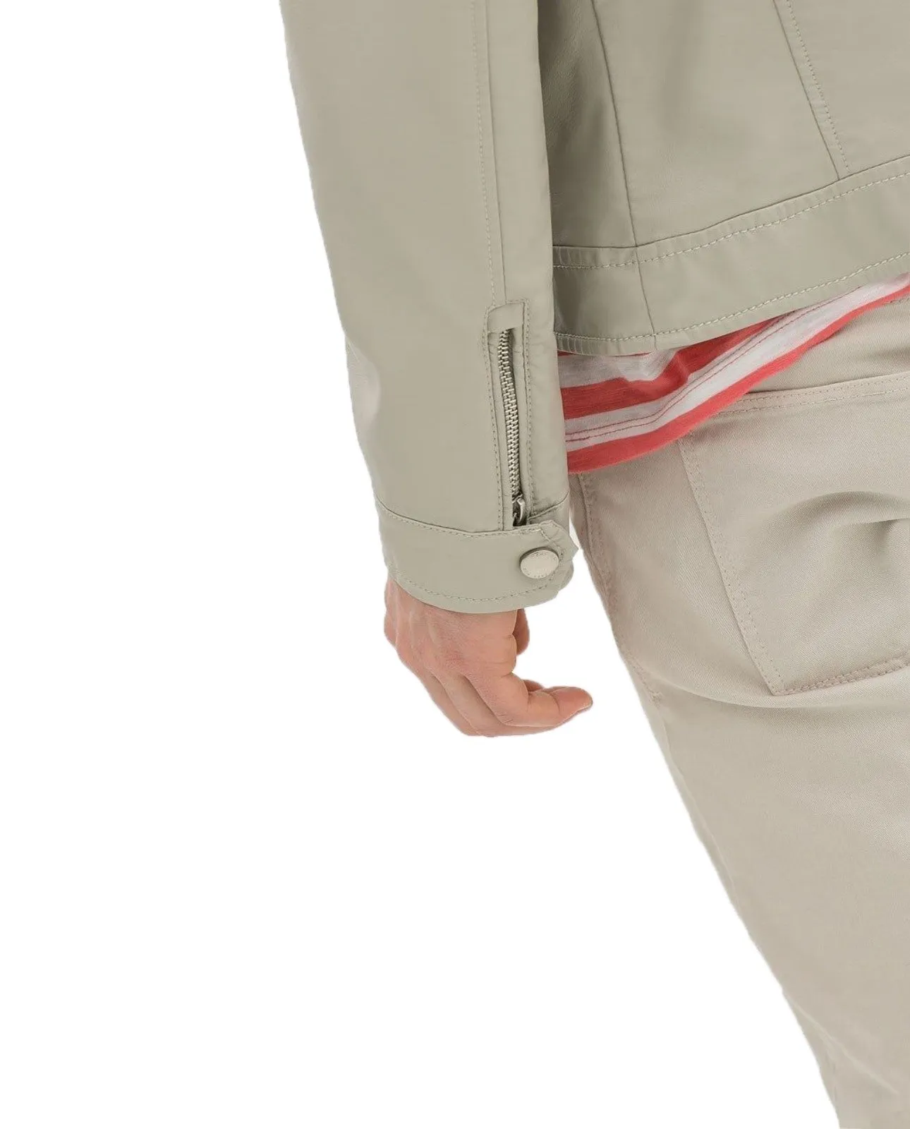 Men's Off White Leather Jacket MJ040