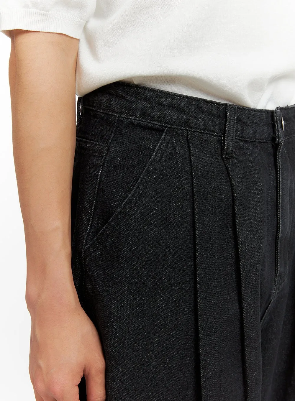 Men's Solid Low Rise Jeans (Black) IU412