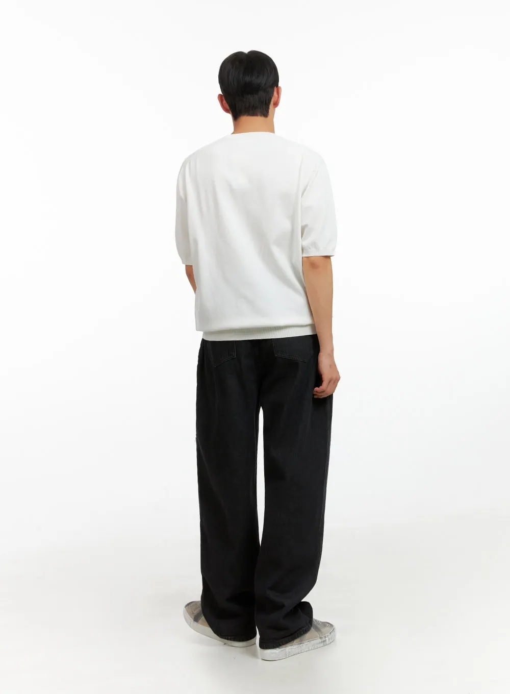Men's Solid Low Rise Jeans (Black) IU412