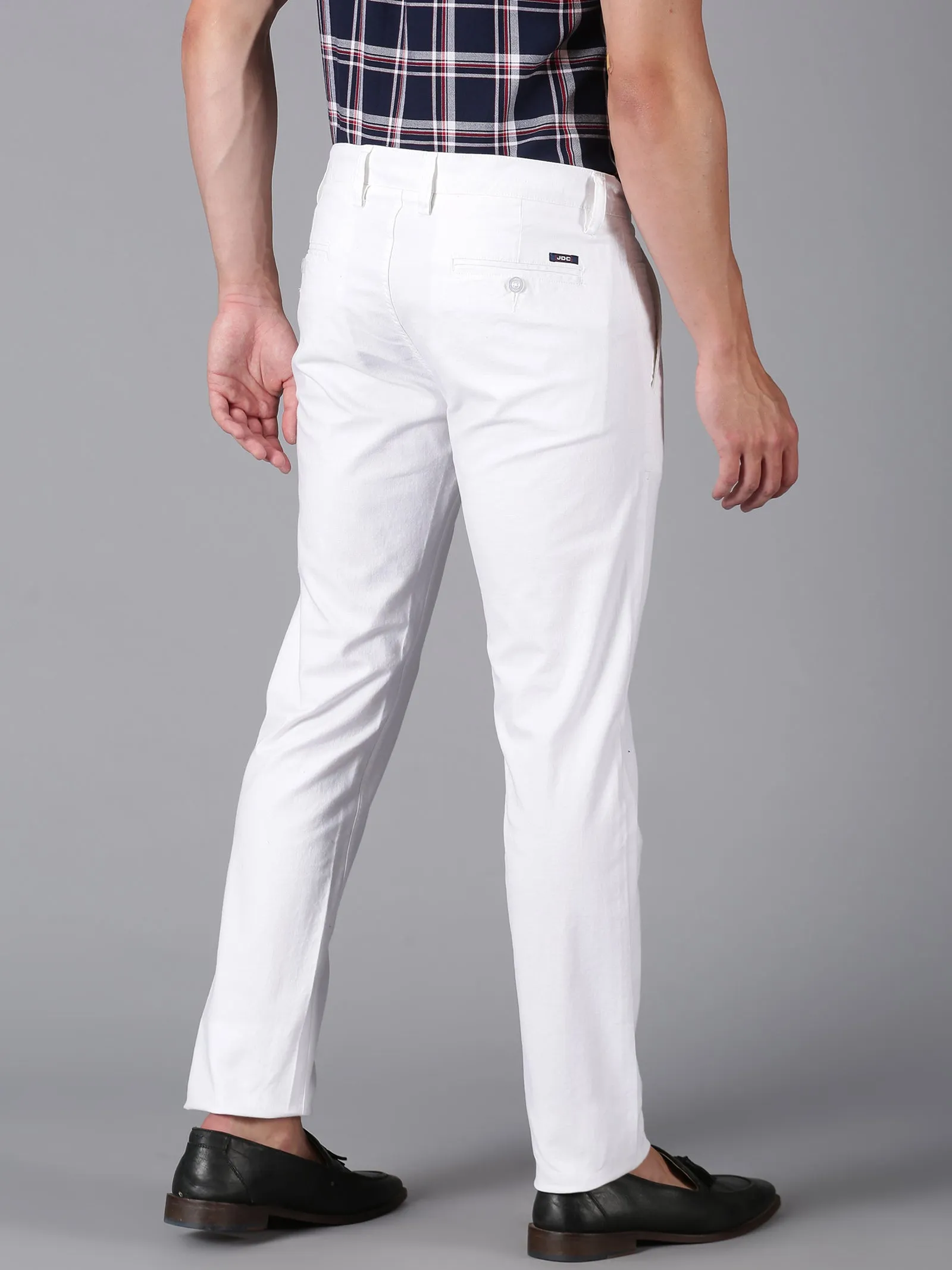 MEN'S WHITE SOLID SLIM FIT TROUSER