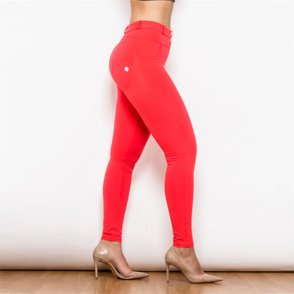 Middle Waist Red Knitted Leggings