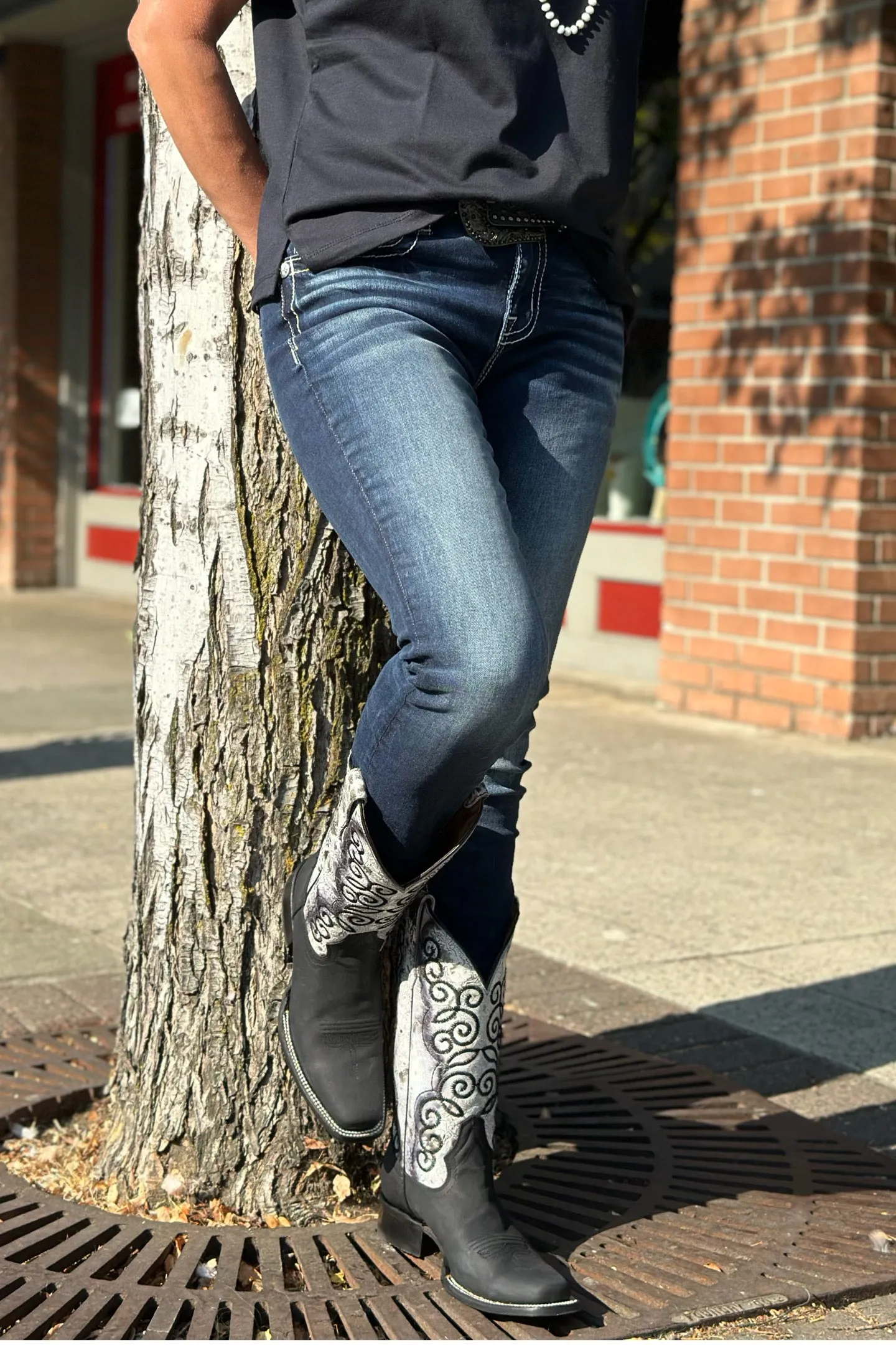 Miss Me Mid Rise "Golden X" Denim Skinny Jean